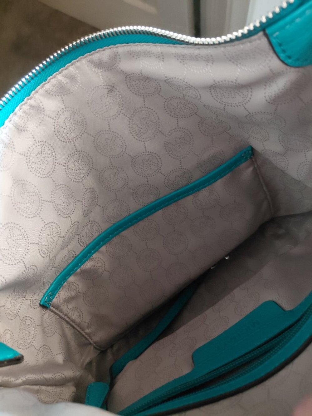 Michael Kors Teal Pebble Leather Shoulder Bag - Picture 9 of 9